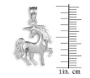 Satin Finish Diamond Cut Silver Unicorn Charm Pendant Necklace