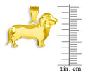 Solid Gold Polished  Weiner Dog Dachshund Puppy Charm Pendant Necklace(Available in Yellow/White Gold)