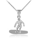 White Gold Surfer Charm Sports Pendant Necklace