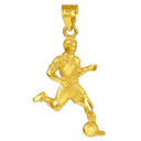 Yellow Gold Soccer Player Fútbol Sports Pendant