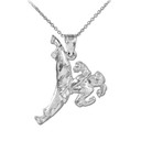 Female Karate White Gold Sports Pendant Necklace