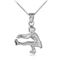 Ice Skater White Gold Charm Pendant Necklace