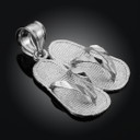 White Gold Flip Flops 3D Charm Pendant