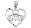 Gold Claddagh Pendant In Heart(Available in Yellow/White Gold )