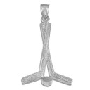 Silver Hockey Sticks Sports Pendant