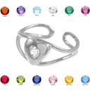 Gold Heart Birthstone CZ Toe Ring(Available in Yellow/Rose/White Gold)