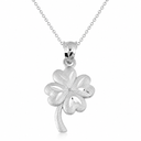 Gold Diamond Cut 4 Leaf Clover Lucky Pendant Necklace (Available in Yellow/White Gold)