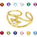 Gold Star Birthstone CZ Toe Ring(Available in Yellow/Rose/White Gold)