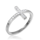 Gold Diamond Pave Sideways Cross Ring (Available in Yellow/Rose White Gold)