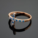Rose Gold Diamond Sapphire Gemstone Religious Cross Band Ring