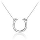 14K White Gold CZ Horseshoe Necklace