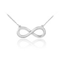 14K Half Satin Solid White Gold Infinity Pendant Necklace