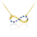 14K Gold Sapphire and Diamond Infinity Necklace