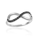 Black CZ Infinity Ring in Sterling Silver.