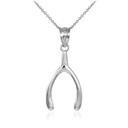 Silver Polished Wishbone Pendant Necklace