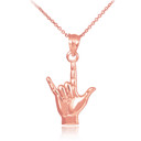 Rose Gold "Hang Loose" Charm Pendant Necklace