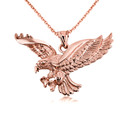 Gold Flying American Eagle Pendant Necklace 