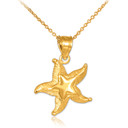 Gold Textured Starfish Pendant Necklace