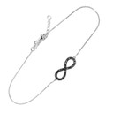 14K White Gold Black CZ Infinity Pendant Bracelet