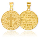 Gold Reversible Catholic Graduation Medallion Charm Pendant