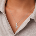 Silver Russian Orthodox Cross Pendant Necklace