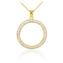 14K Gold Eternity Circle of Life Diamond Pendant Necklace