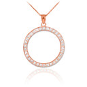 14K Rose Gold Eternity Circle of Life CZ Pendant Necklace