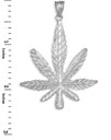 White Gold Marijuana Leaf Cannabis Pot Pendant