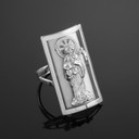 .925 Sterling Silver Santa Muerte Patron Saint of Death and Protection Ring (0.90")