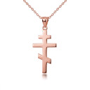 Gold Eastern Orthodox Cross Pendant Necklace (Available In Yellow/Rose/White Gold)