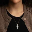 .925 Sterling Silver Eastern Orthodox Cross Pendant Necklace