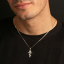.925 Sterling Silver Eastern Orthodox Cross Pendant Necklace
