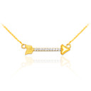 14k Gold CZ Studded Arrow Necklace(Available in Yellow/Rose/White Gold)