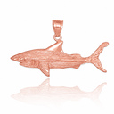 Gold Shark Textured Pendant Necklace (Available In Yellow/Rose/White Gold)