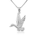 Gold Flying Mallard Duck Pendant Necklace (Available In Yellow/Rose/White Gold)