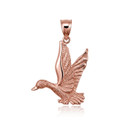 Gold Flying Mallard Duck Pendant Necklace (Available In Yellow/Rose/White Gold)