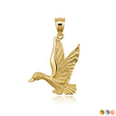 Gold Flying Mallard Duck Pendant Necklace (Available In Yellow/Rose/White Gold)