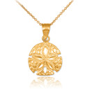 Polished Gold Sand Dollar Charm Pendant Necklace