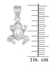 Textured White Gold Frog Charm Pendant Necklace