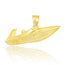 Polished Gold Speed Boat Pendant Necklace
