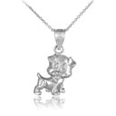 White Gold Cute Puppy Charm Necklace