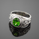 Sterling Silver Celtic Emerald Green CZ Men's Ring