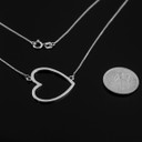 Sterling Silver Sideways Open Heart Necklace