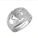 .925 Sterling Silver Bold Claddagh Men's Ring