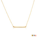 14K Solid Gold Straight Bar Necklace(Available in Yellow/Rose/White)