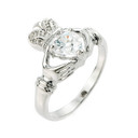 Sterling Silver CZ Claddagh Ladies Ring