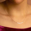 925 Solid Sterling Silver Curved Bar Necklace