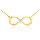 14K Gold Infinity Diamond Heart Necklace(Available in Yellow/Rose/White Gold)