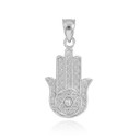 Gold Filigree Hamsa Hand Diamond Jewish Star of David Pendant Necklace