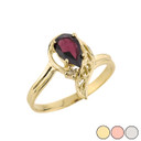 Ladies Pear Shaped Garnet Gemstone Ring in 10k Gold (Yellow/Rose/White)